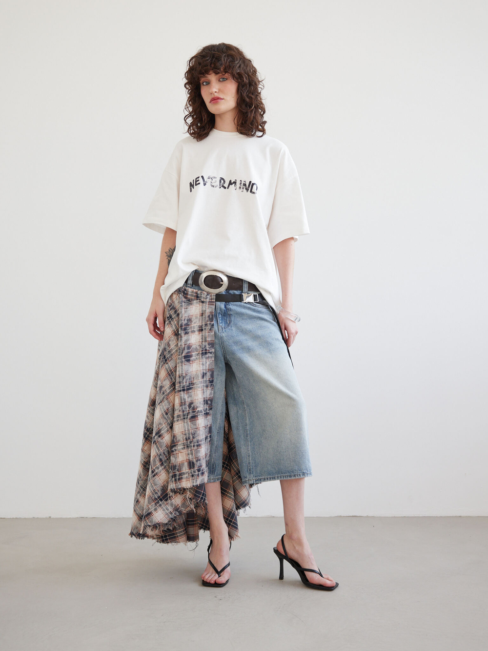 Юбка-килт Grunge, сине-бежевая