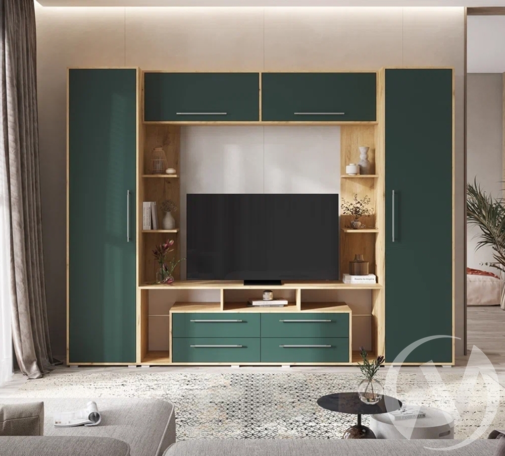 Гостиная Гармония (дуб крафт/браш мени грин)