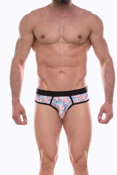 Мужские трусы-брифы с разноцветным принтом в виде штампов (Размер: XL) (Цвет: разноцветный)