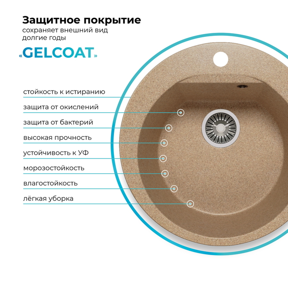 Мойка POLYGRAN ATOL-520 песочный №302
