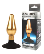 Тяжелый металлический каплевидный анальный стимулятор на присоске (золотой) (Цвет: золотой с черным)