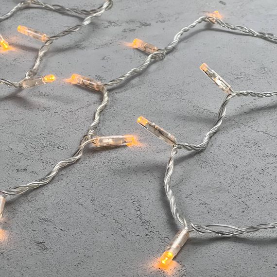 Светодиодная гирлянда с колпачком 100 желтых LED ламп 10 м., 24В., прозрачный провод ПВХ, IP65, LTC (PST100CAP-10-1Y)