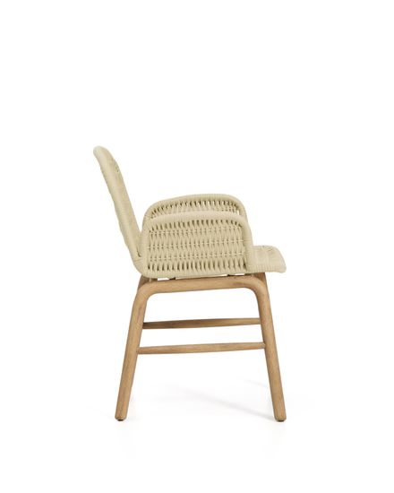 Уличный стул Alipa из акации и веревки цвета экрю