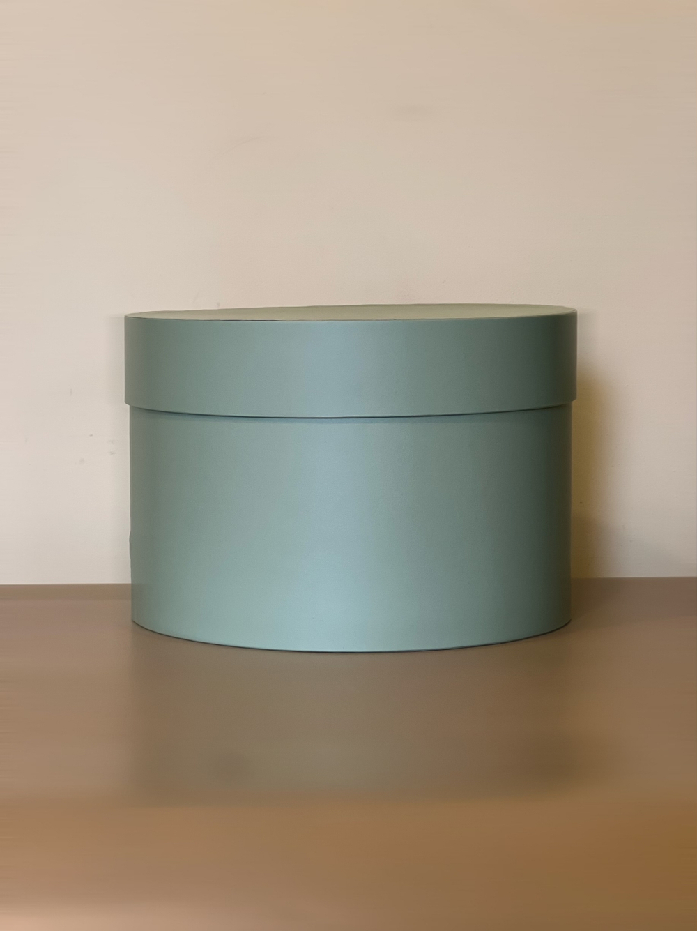 Короткая круглая коробка 22,5 см . Цвет: Нежно зеленый  .Розница 350 рублей .