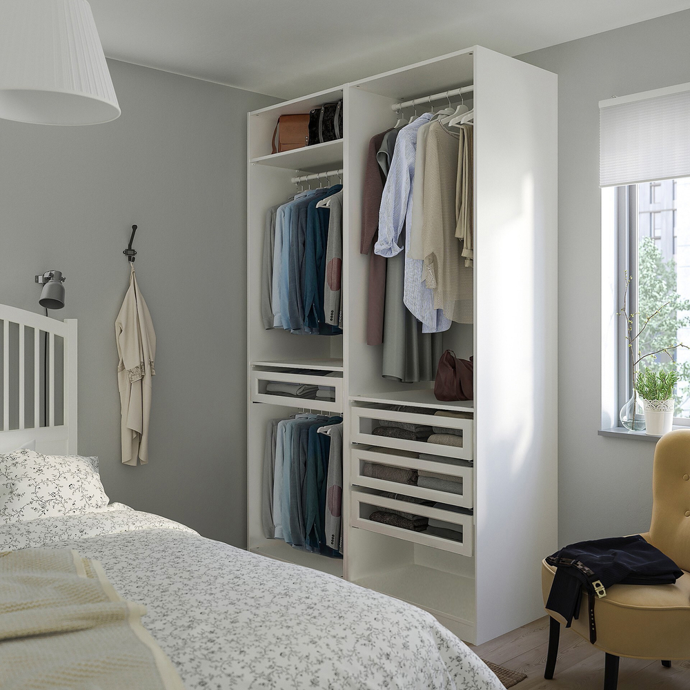 Гардероб PAX IKEA (комбинация) с 4 ящиками 150x58x236 см (белый) 150*58*236 см, Белый   Фиеста