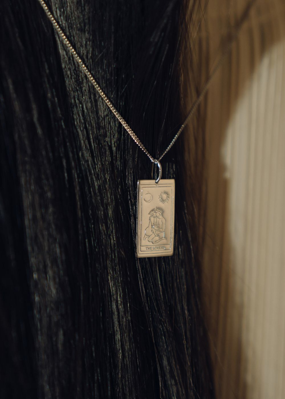 Подвеска карта таро Влюбленные малая родий La Lune