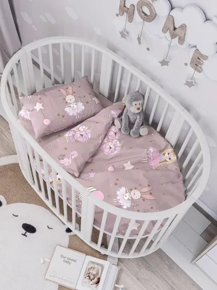 Комплект постельного белья Lemony kids в овальную кроватку Chia Серый 3 предмета