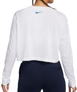 Женская теннисная футболка (dł. Рукава) Nike Court Dri-Fit Slam Long Sleeve Cropped Tennis T-Shirt - white