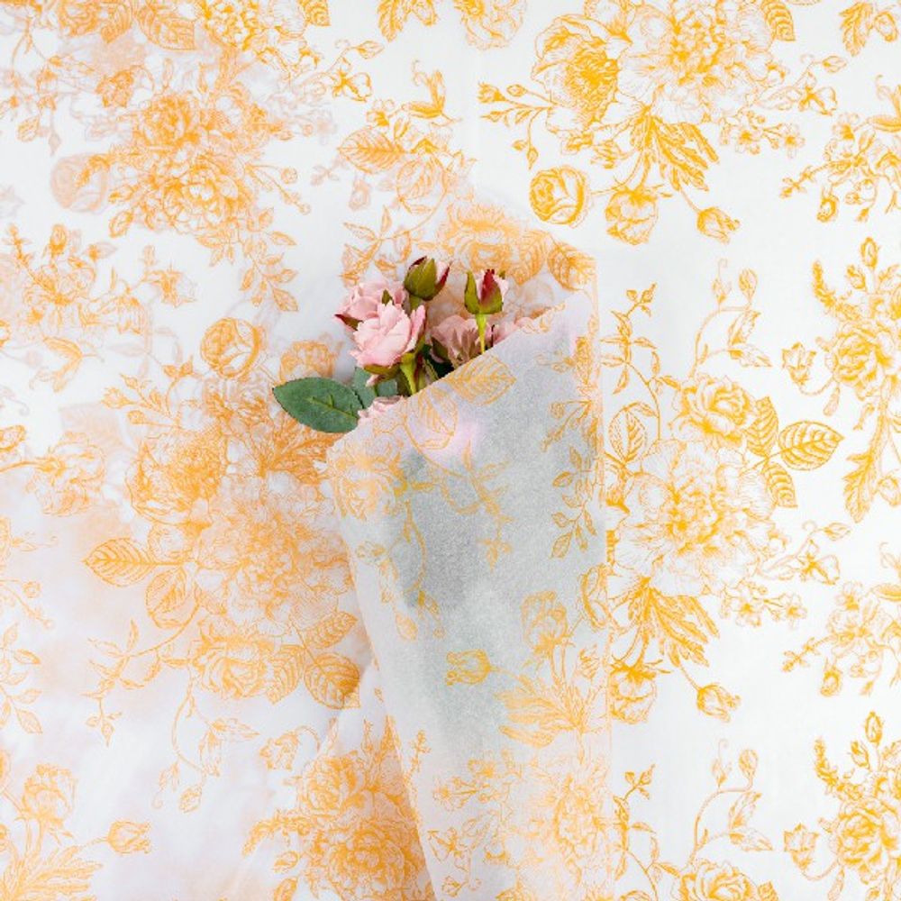 Бумага тишью "Винтажная роза" 50*70см Желтый (20л)