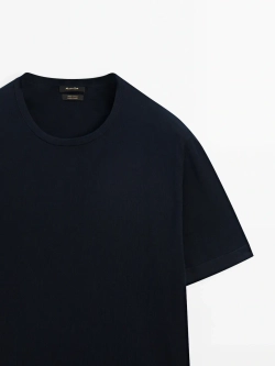 Massimo Dutti Футболка из 100% хлопка, темно-синий