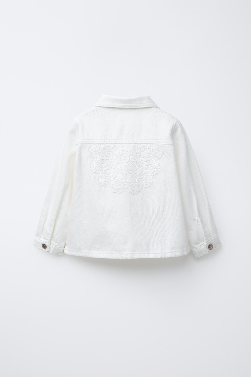 ZARA КУРТКА-РУБАШКА ИЗ ТВИЛА С ВЫШИВКОЙ, ЖЕЛТОВАТО-БЕЛЫЙ