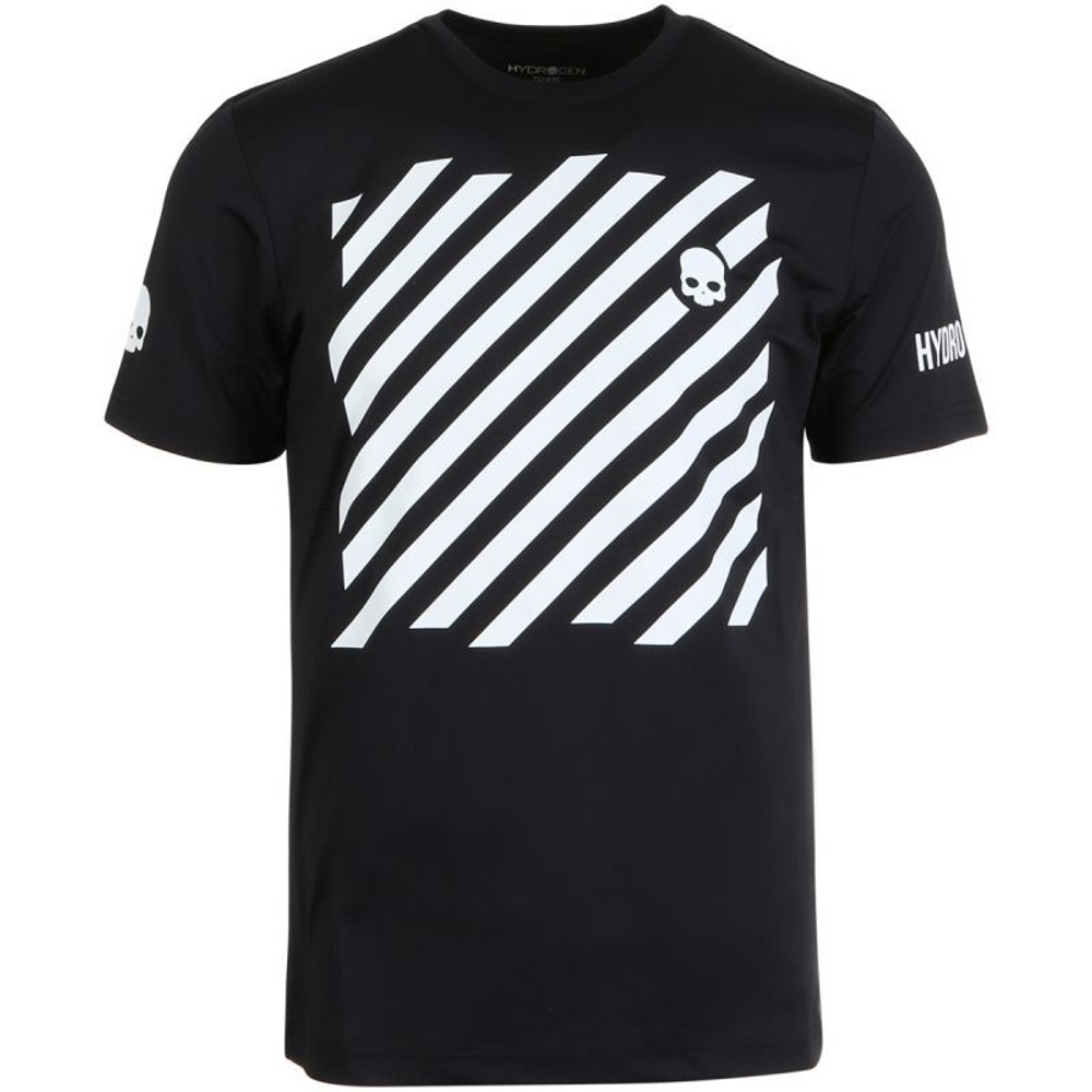 Футболка мужская теннисная Hydrogen Tech Optical Tee - black/white