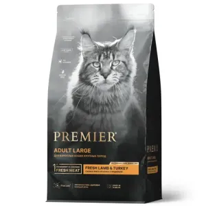 Уценка! Срок 09.08.26 Сухой корм Premier Cat Lamb&Turkey Adult Large для кошек крупных пород из свежего мяса ягненка с индейкой