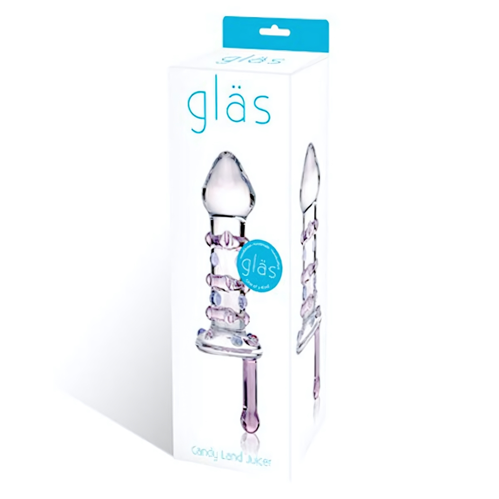 Небольшой стеклянный фаллос с ручкой Candy Land (Цвет: прозрачный)