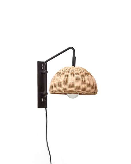 Damila Настенный светильник из ротанга и черного металла