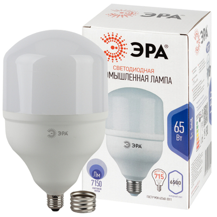 Лампа светодиодная POWER ЭРА STD LED T140-65W-6500-E27/E40 65Вт колокол холодный дневнoй свет Е27/Е40