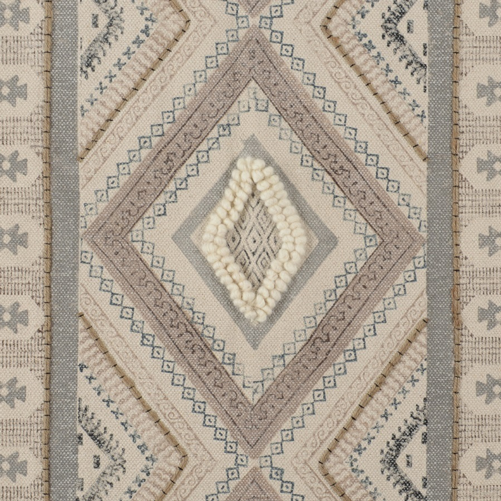 Ковер из хлопка, шерсти и джута с геометрическим орнаментом из коллекции ethnic, 70х160 см