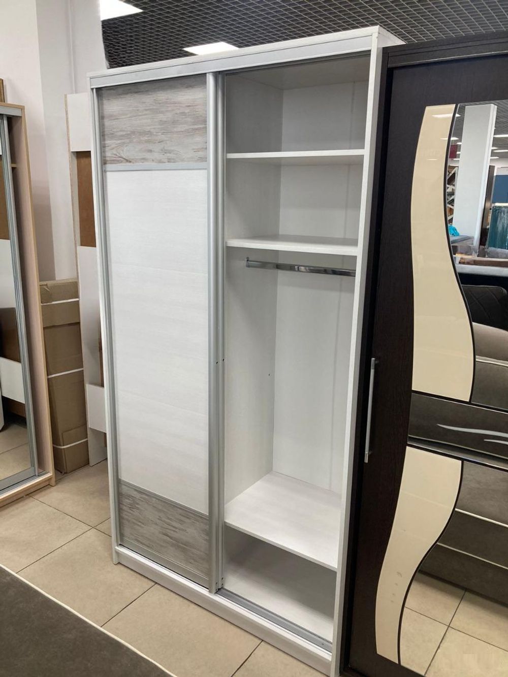 Шкаф-купе 2-х ств.без зеркала Пальмира Выбеленное дерево/артвуд темный