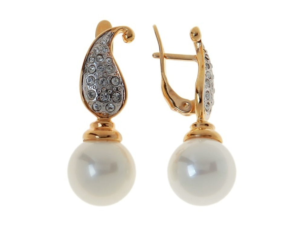 "Гата" серьги в золотом покрытии из коллекции "Ист Бум" от Jenavi с английским замком