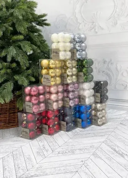 Набор пластиковых шаров Дивный 60 мм., лавандовый, 12 шт., Christmas DeLuxe (87595)