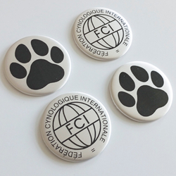 Закатной центр с тканевым покрытием 56 мм. (цвет ткани в ассортименте), печать ЧЁРНАЯ матовая.