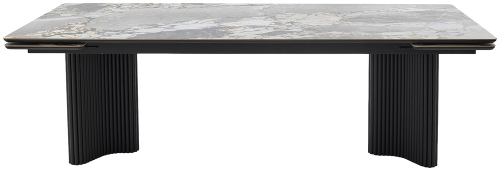 Стол АДАЖИО 240 (320) см MINERAL STONE NATURAL, керамика / Черный каркас М-City