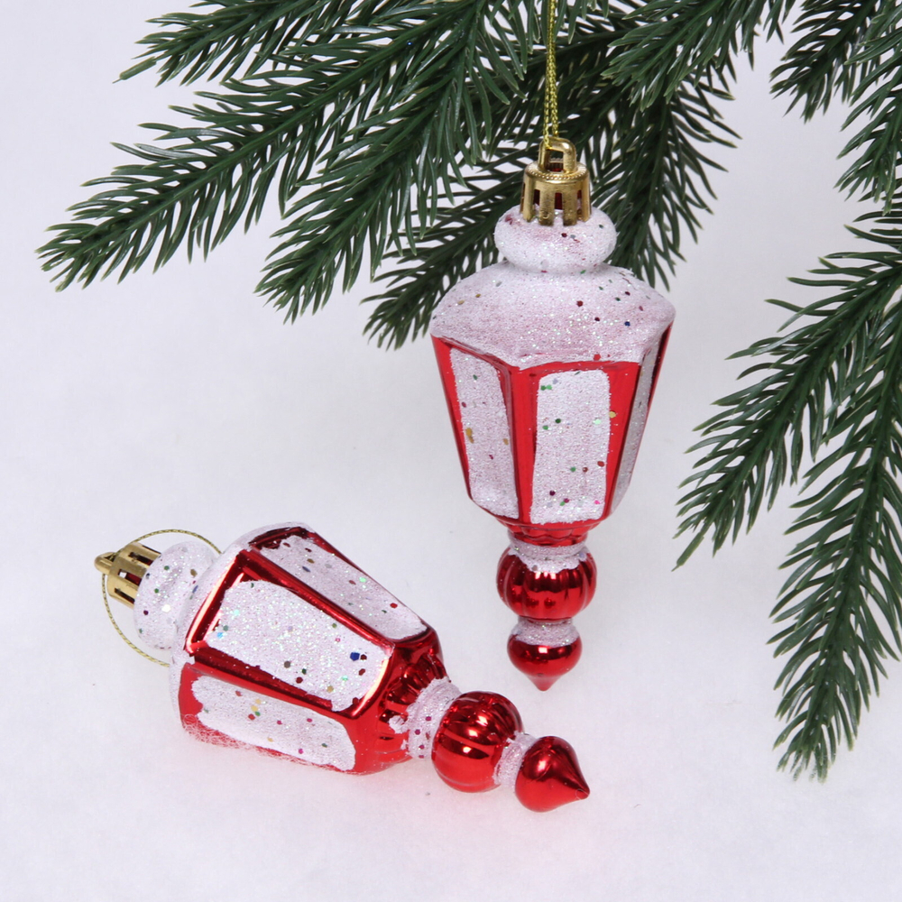 Ёлочные игрушки «Фонарик» 11 см (набор 2 шт), красный