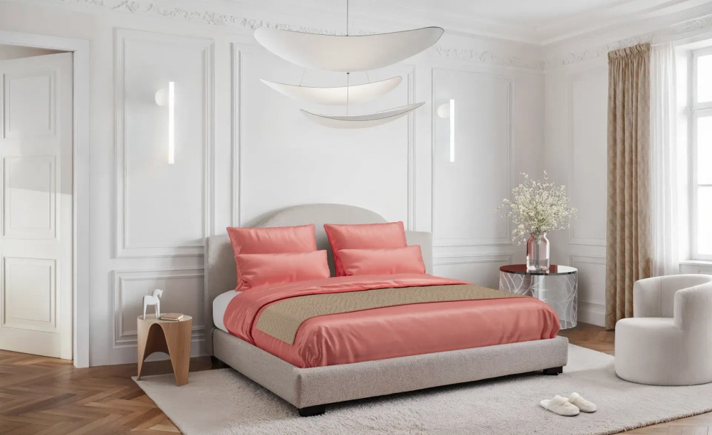 Постельное белье 2 спальное евро Mollen розово-коралловое