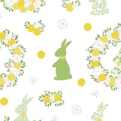 Кролики силуэты и цветочный декор