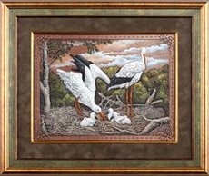 Гравюра "Аисты-символ семьи"