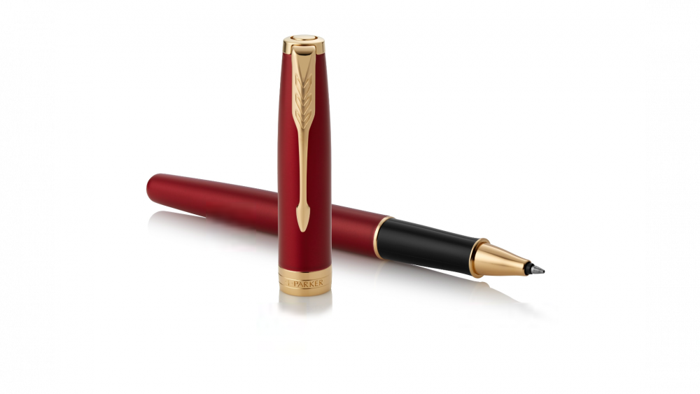 Ручка-роллер Parker Sonnet Red Intense GT, стержень: F, цвет чернил: black, в подарочной упаковке
