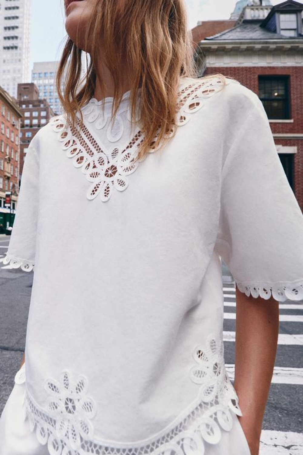 ZARA РУБАШКА ИЗ ЛЬНА И ХЛОПКА С ВЫШИВКОЙ — ZW COLLECTION, БЕЛЫЙ