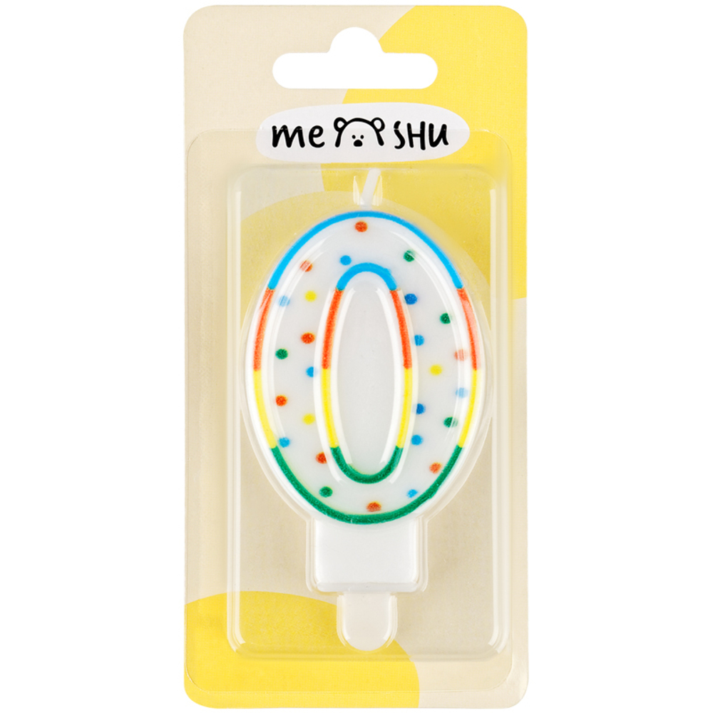 Свеча для торта с держателем MESHU "Цифра 0", 8,5см, блистер
