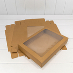 Коробка Для конфет сборная 37.5х27.5х6 см с окошком (Коричневый, Крафт)