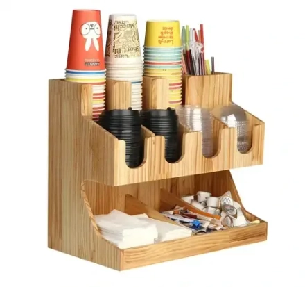 Стойка с 3 секциями под стаканы и 6 секциями под аксессуары (AA18-Wo) ДЕРЕВО