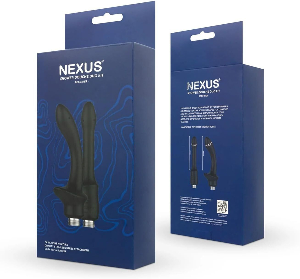Набор из 2 насадок для анального душа Shower Douche Duo Kit Beginner (Цвет: черный)