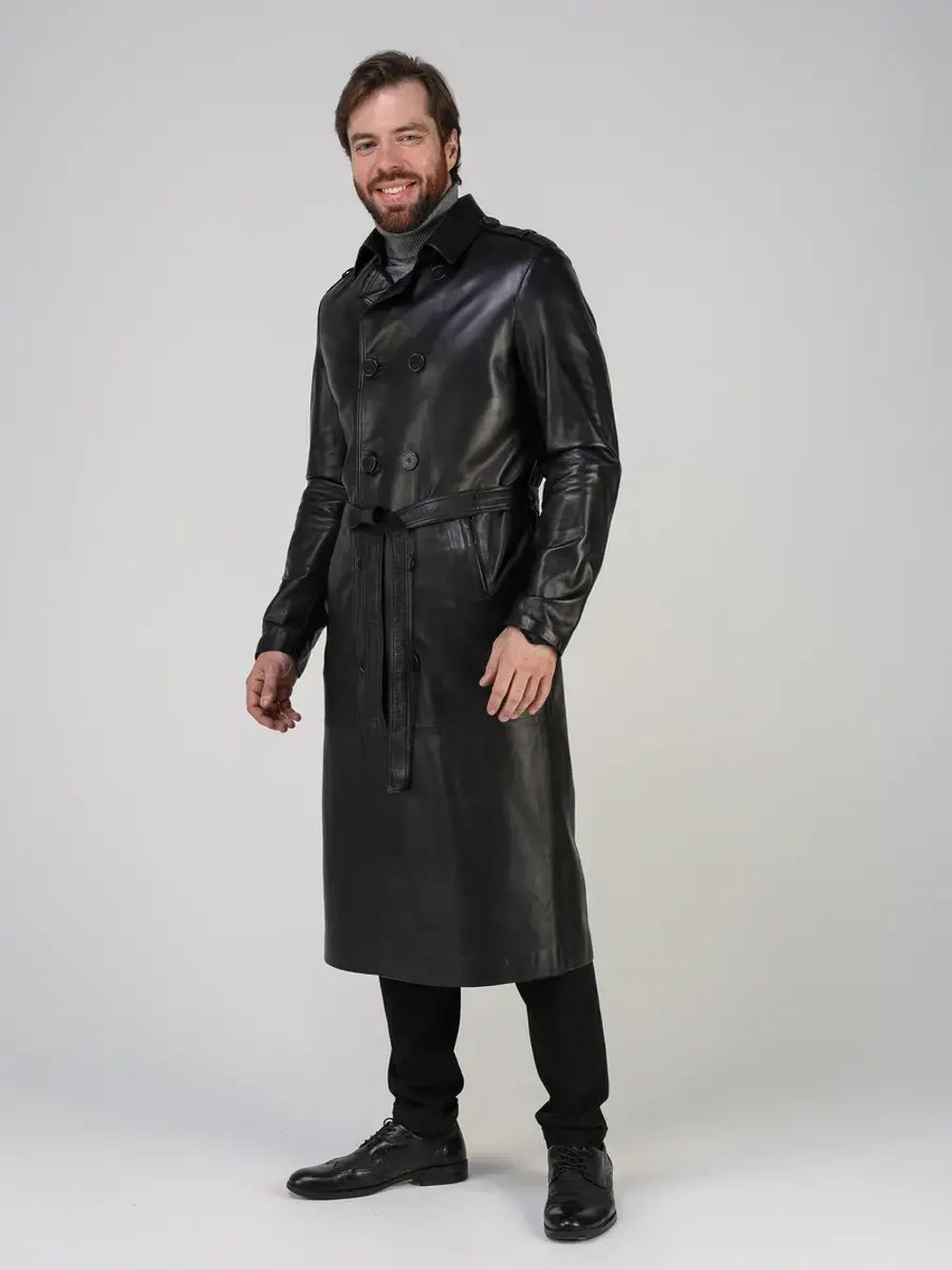 Плащ кожаный из натуральной кожи тренч