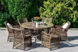 "Эспрессо" плетеный круглый стол, диаметр 150 см, цвет коричневый