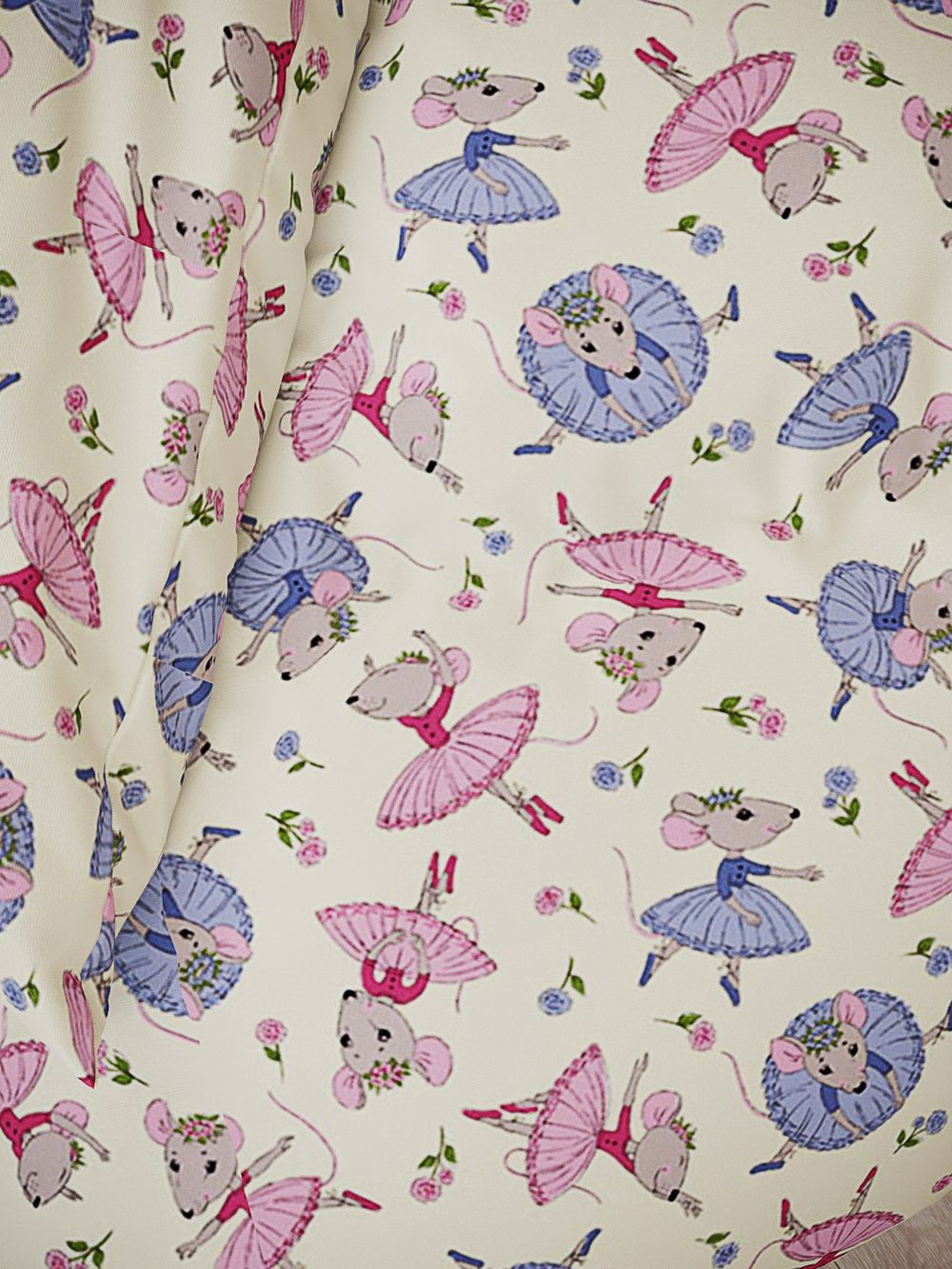 Простынь на резинке перкаль Сказка "Мышки-балеринки" 90x200 см