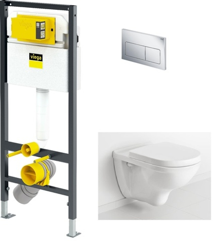 Viega Prevista Dry + кнопка VFL 5 с унитазом Villeroy  Boch O.Novo