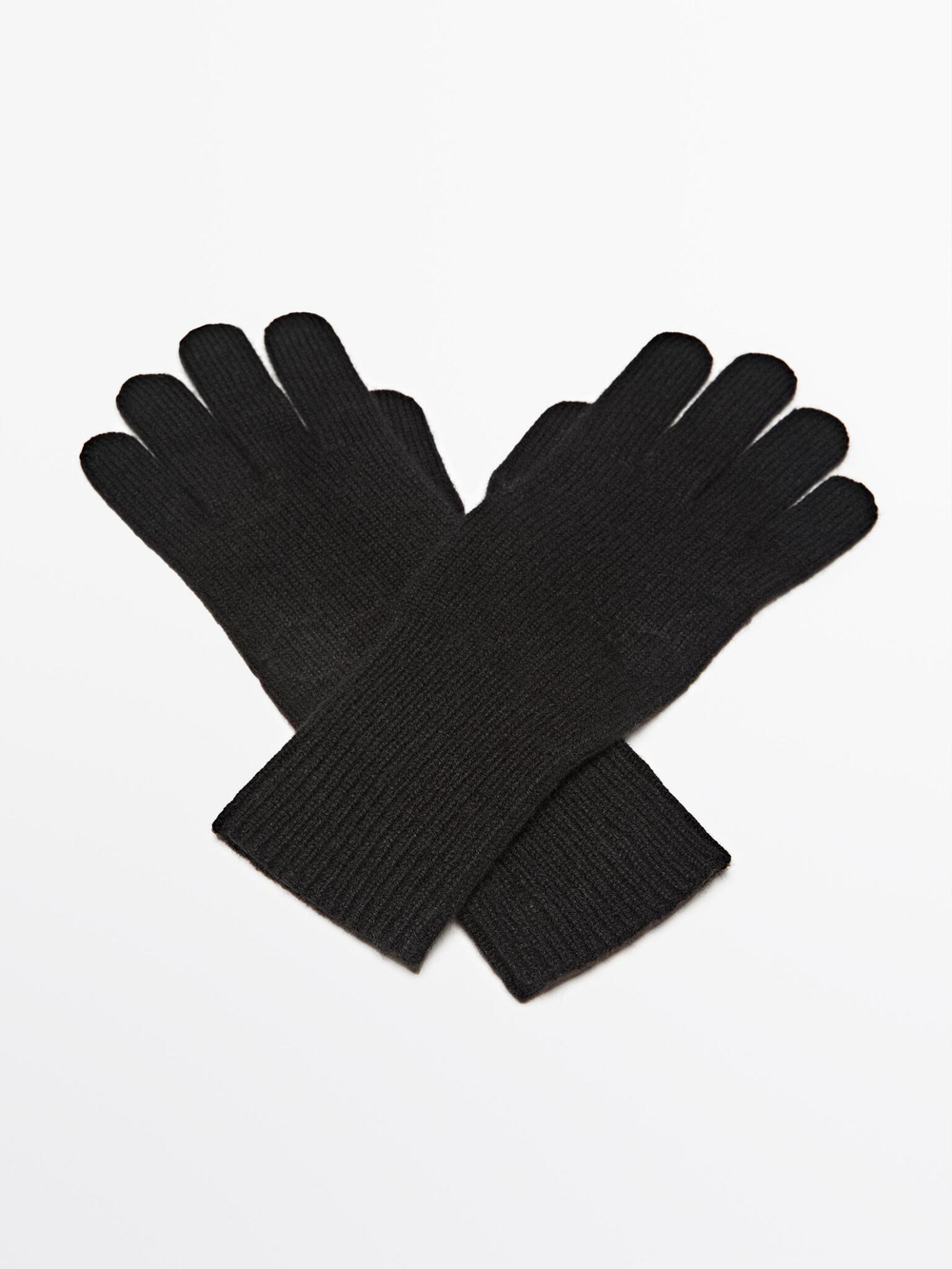 Massimo Dutti Трикотажные перчатки из смесовой шерсти, черный