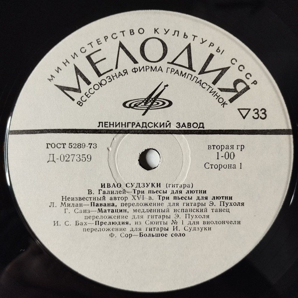 Винтажная виниловая пластинка LP Ивао Судзуки Классическая Гитара (СССР 1979)
