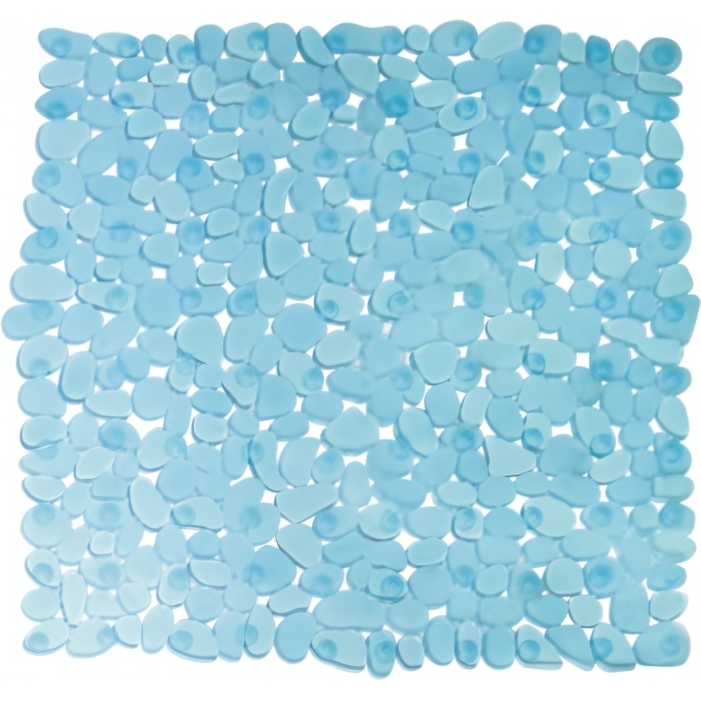 Коврик в душевую кабину на присосках "Камушки" 54*54см голубой