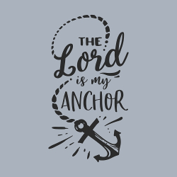 принт PewPewCat The Lord is my anchor для серой футболки