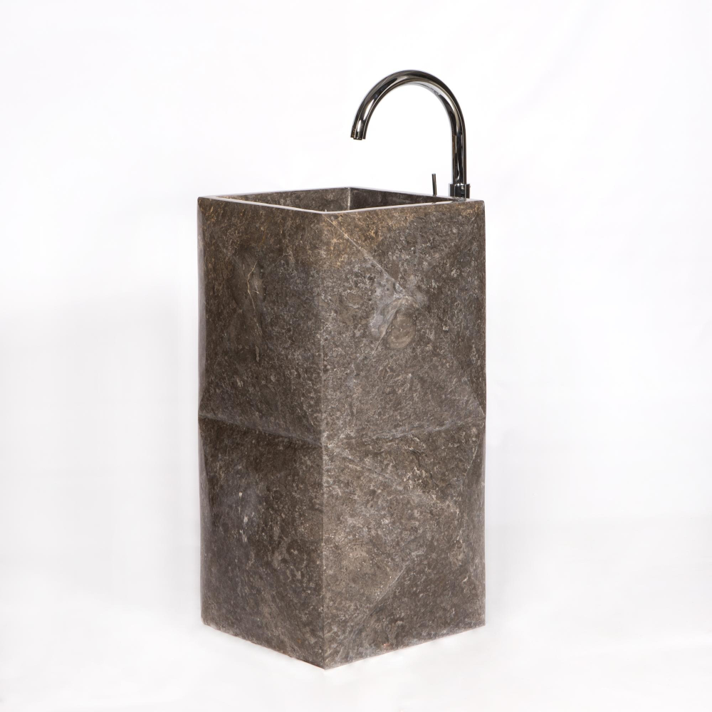 Раковина напольная из мрамора Square Acak Grey RN-01701 (50*50*90 см)