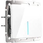 Выключатель одноклавишный с подсветкой (белый) W1110101