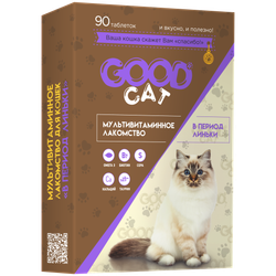 GOOD CAT Мультивитаминное лакомство для кошек "В период линьки" 90таб
