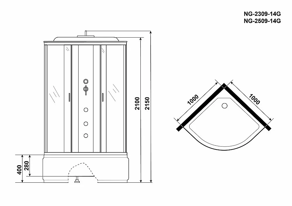 Душевая кабина Niagara Classic NG-2309G 100х100