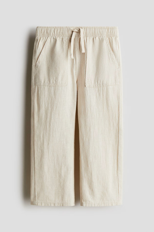H&M Брюки из смесового льна, светло-бежевый