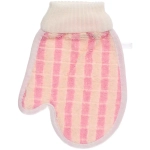 Мочалка - варежка массажная «SANTA MONIKA - VERONA», цвет белый / розовый, 20*14см (ZIP пакет)